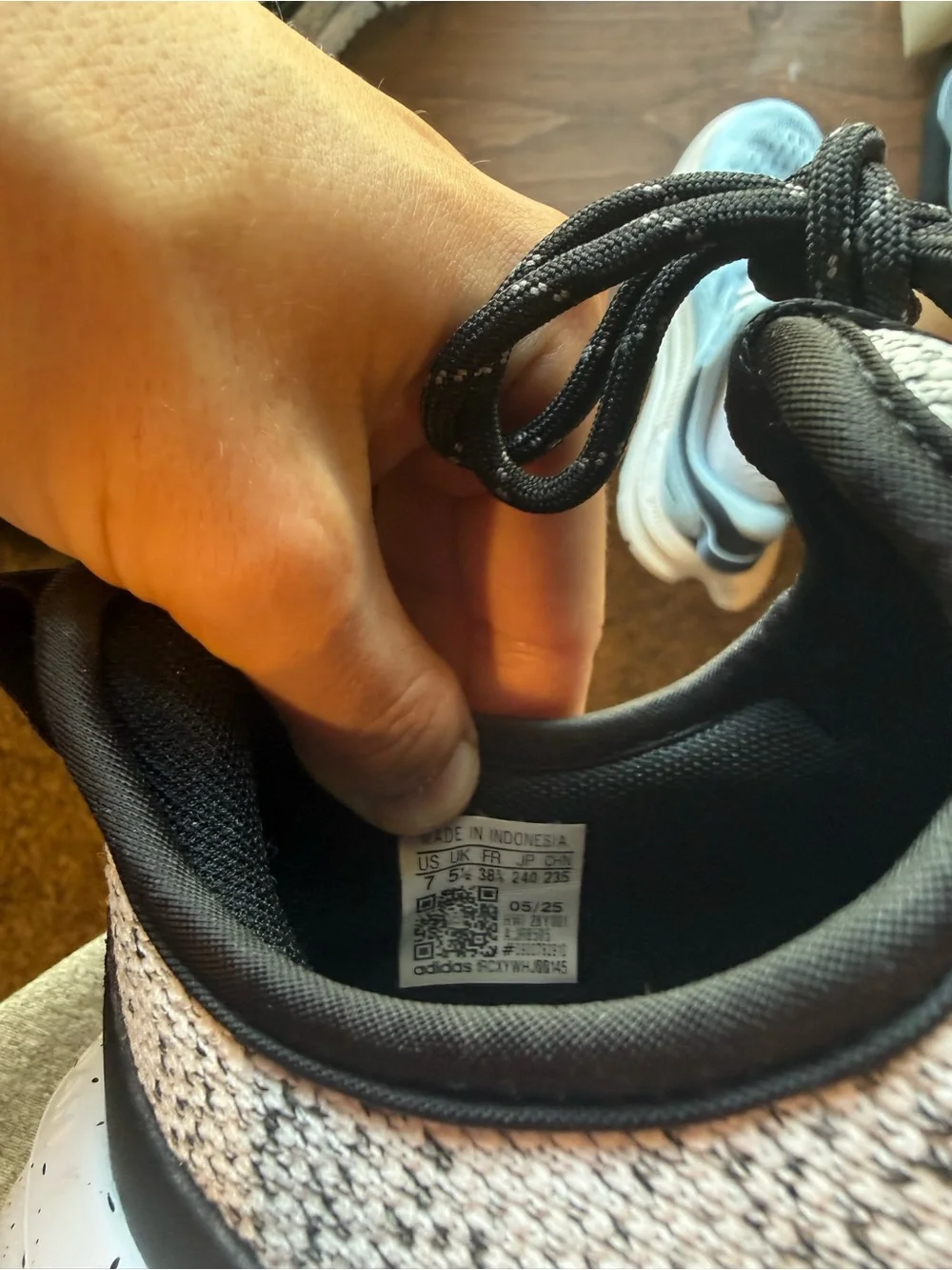 Adidas Light Gray and Black Knit Athletic Sneakers